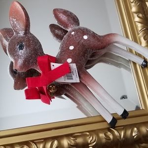 ❗MCM Style Brown White Reindeer with Red Bow and Bell Details❗